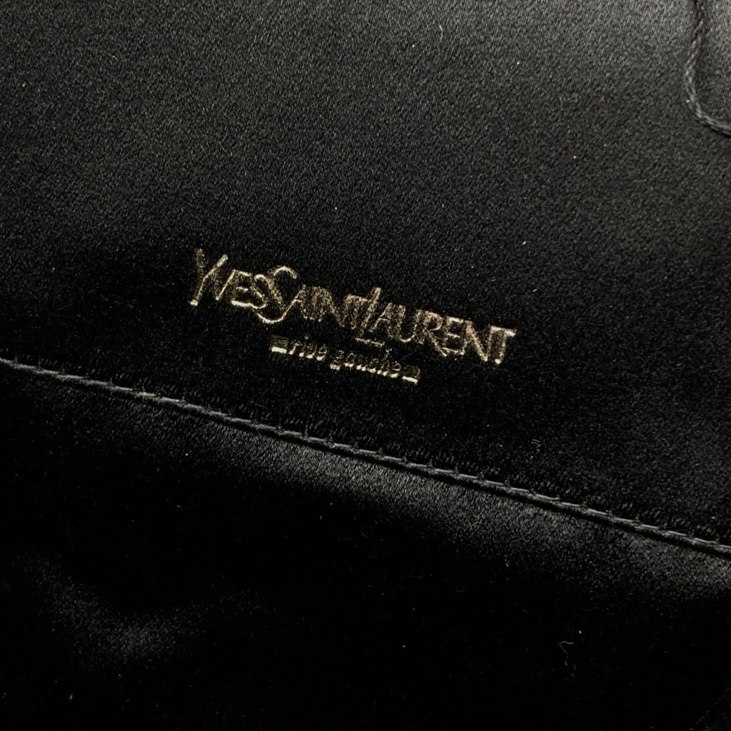 YVES SAINT LAURENT Black Fabric Velvet Evening Bag Handbag