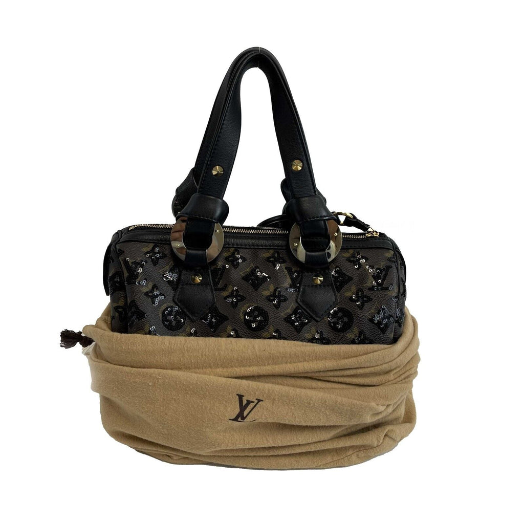 LOUIS VUITTON Monogram speedy 30 eclipse black sequined Brown Black Handbag
