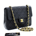 CHANEL Mini Square Small Chain Shoulder Bag Crossbody Black Quilt g90