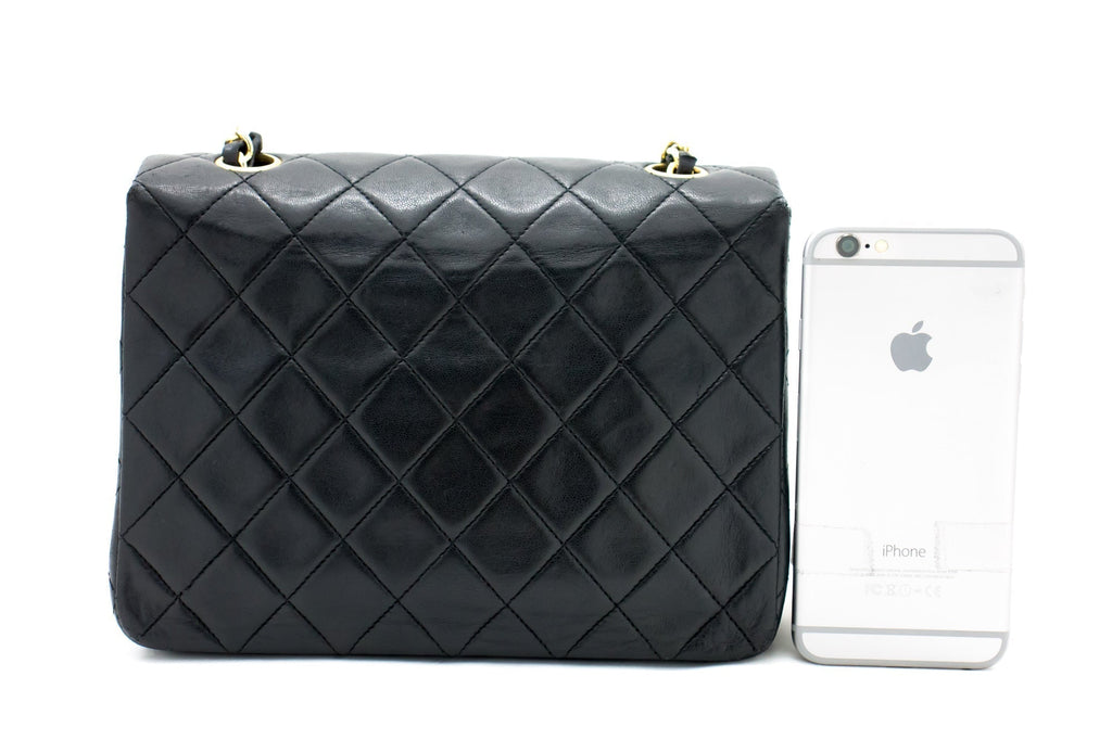 CHANEL Mini Square Small Chain Shoulder Bag Crossbody Black Quilt g90