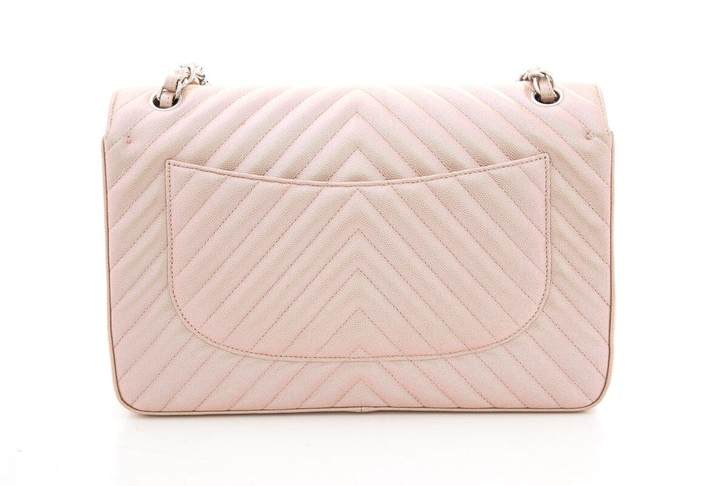 Chanel 2017 Jumbo Pink Iridescent Caviar Togo Leather Handbag