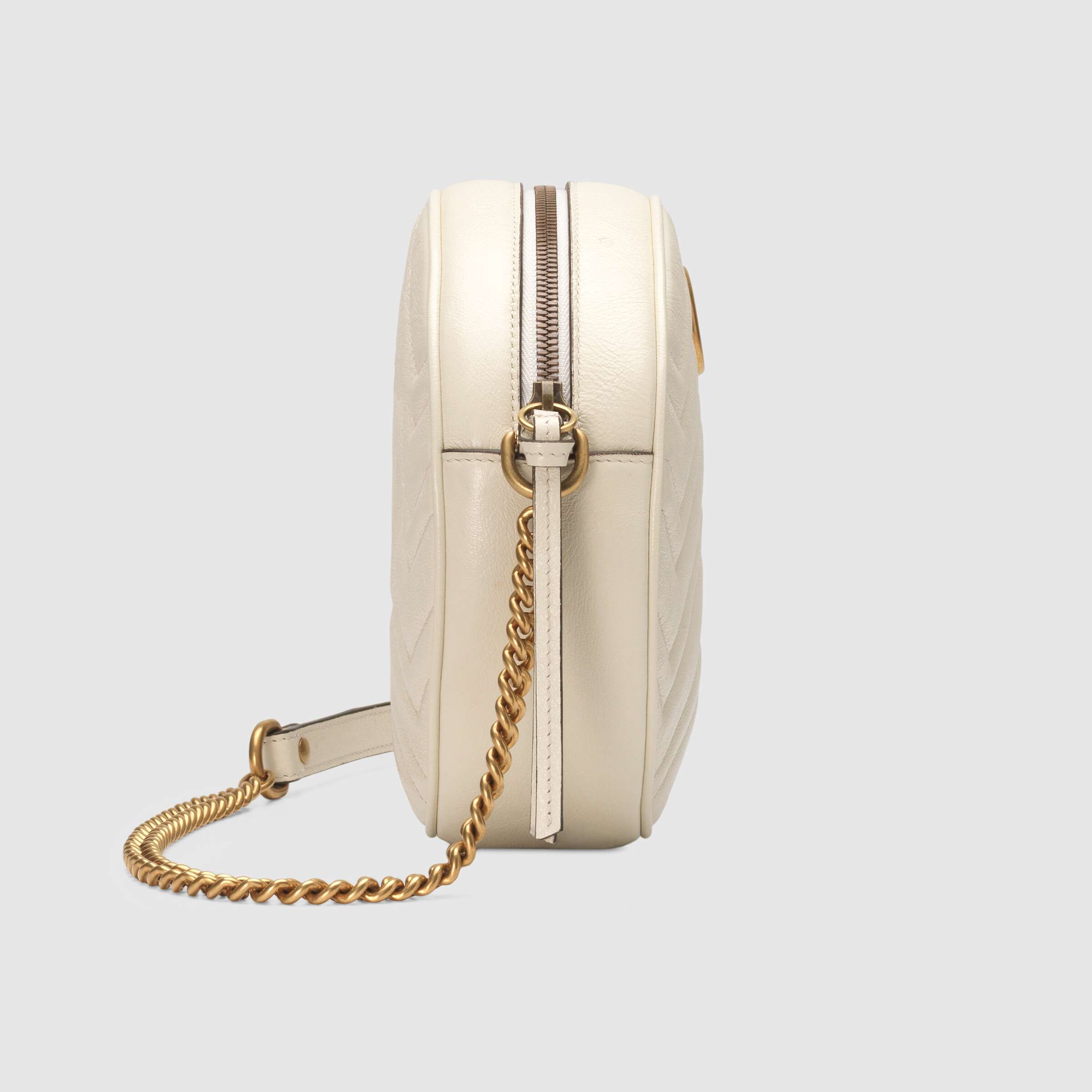 Gucci GG Marmont Mini Round Shoulder Bag White