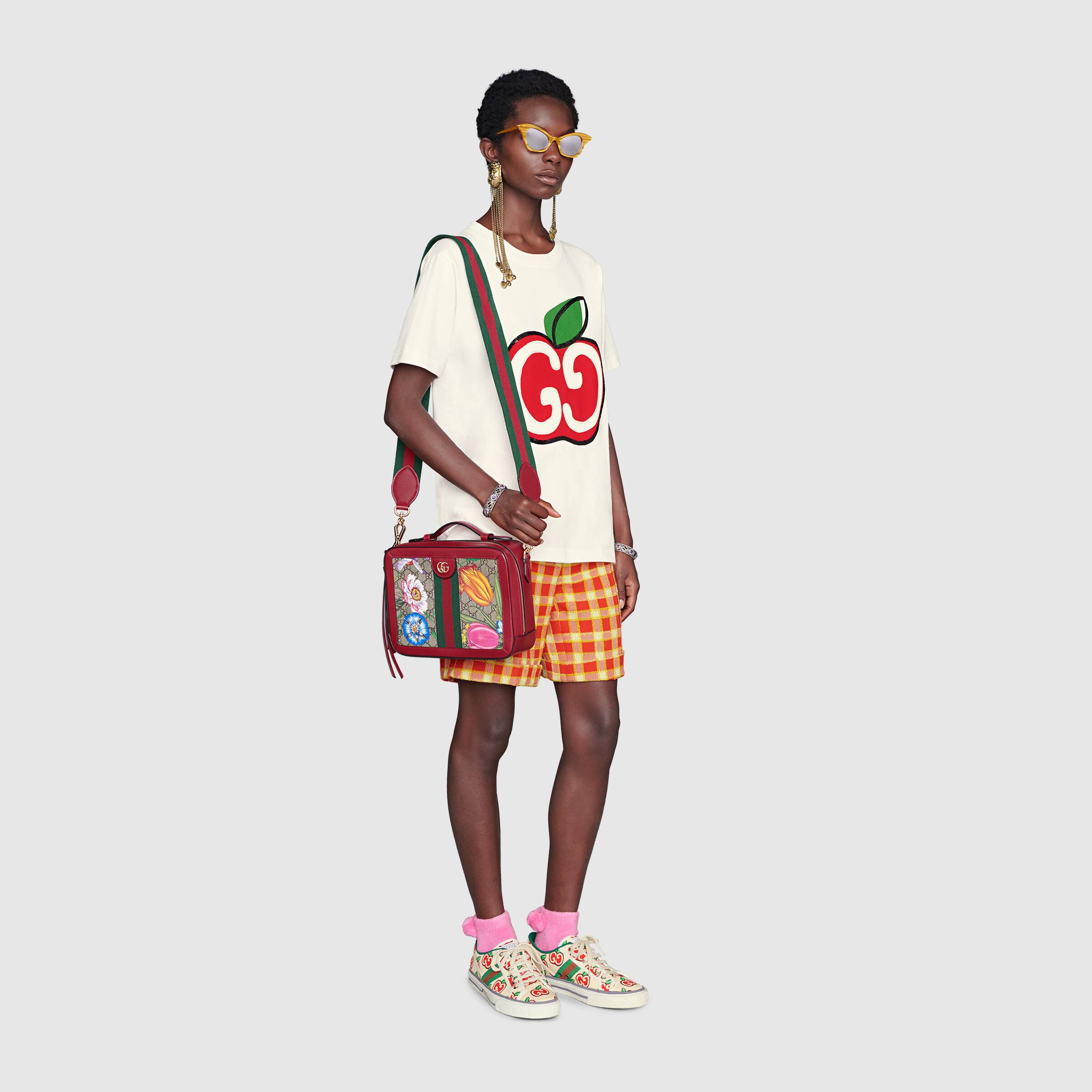 Gucci Ophidia GG Flora Small Shoulder Bag Red