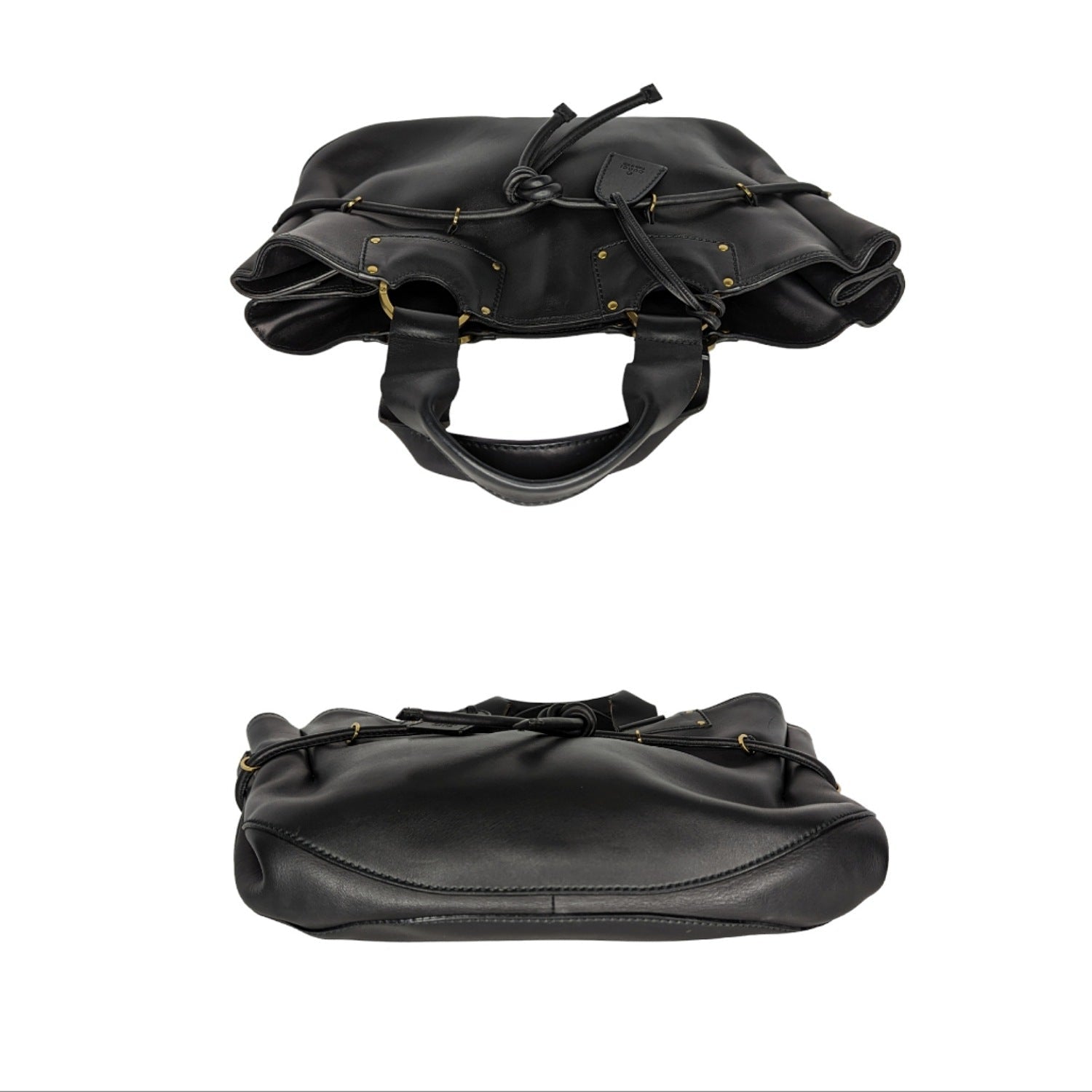 Gucci Vintage Black Leather Top Handle Bag