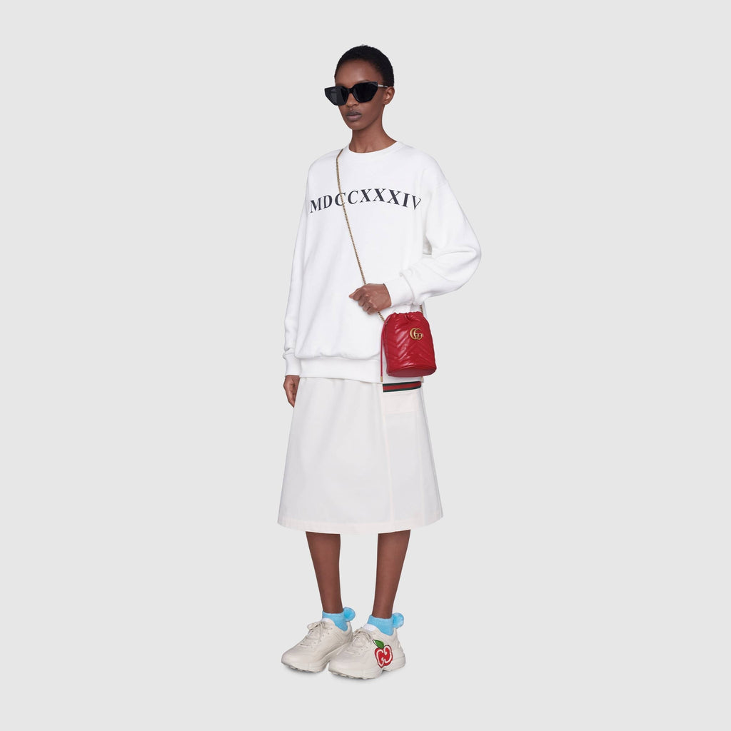 Gucci GG Matelassé Marmont Backpack Bag Hibiscus Red