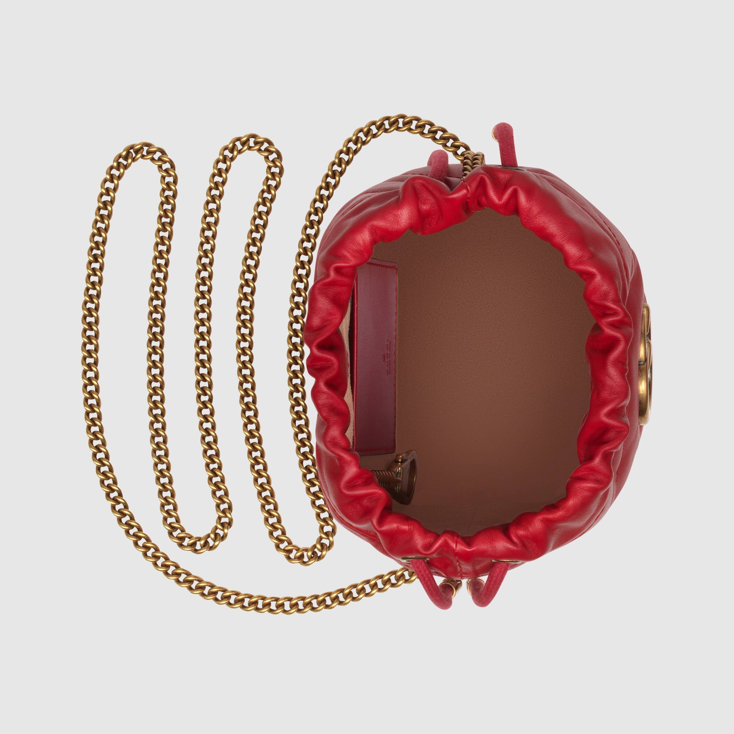 Gucci GG Matelassé Marmont Backpack Bag Hibiscus Red