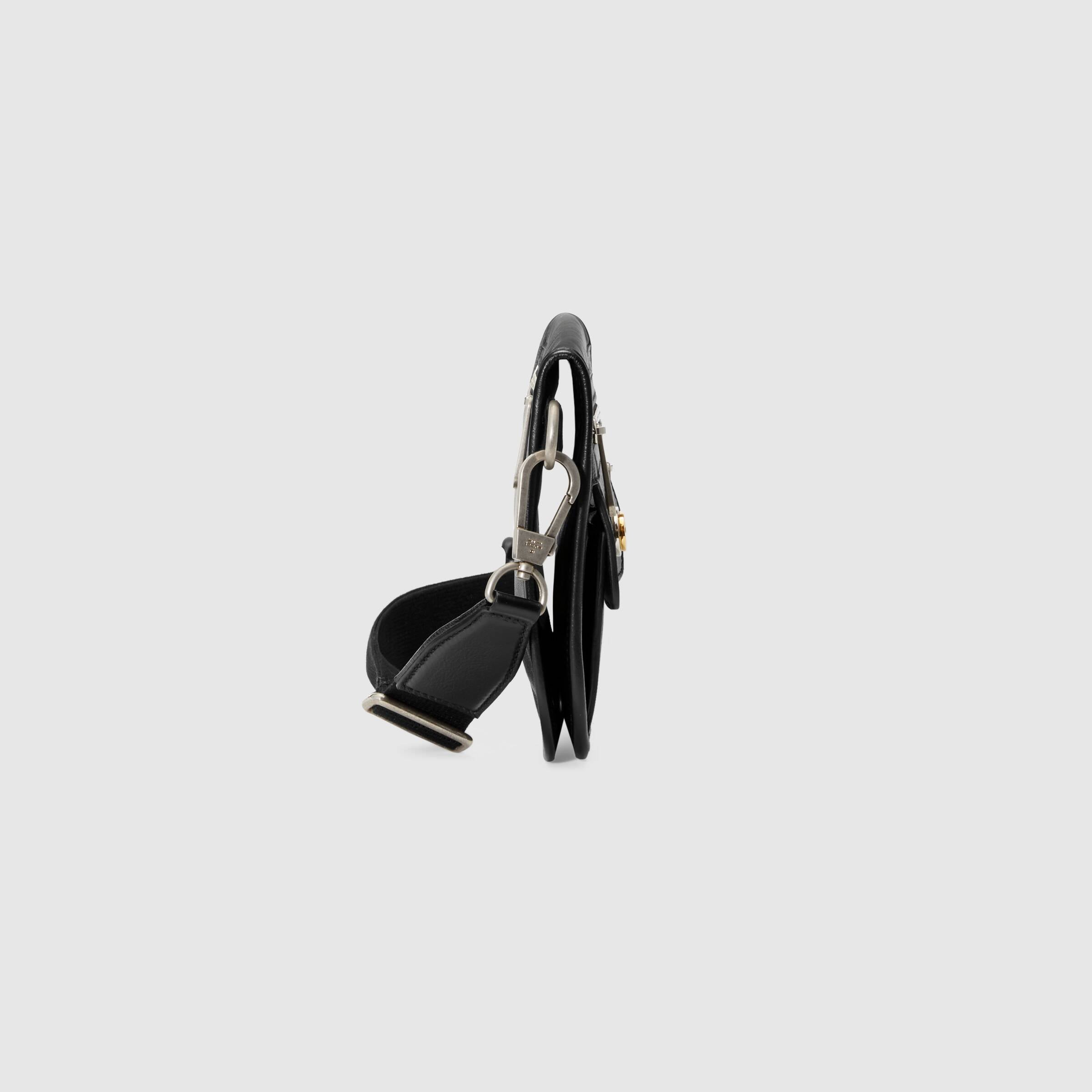Gucci Medium Soft Leather Messenger Bag Black