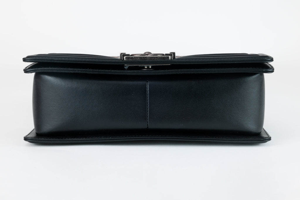 Chanel Black Metallic Copper Canvas Medium Boy Bag with Ruthenium Hardware