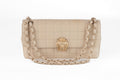 Chanel Ivory Chocolate Bar Flap Bag with Gold Lion Head Clasp