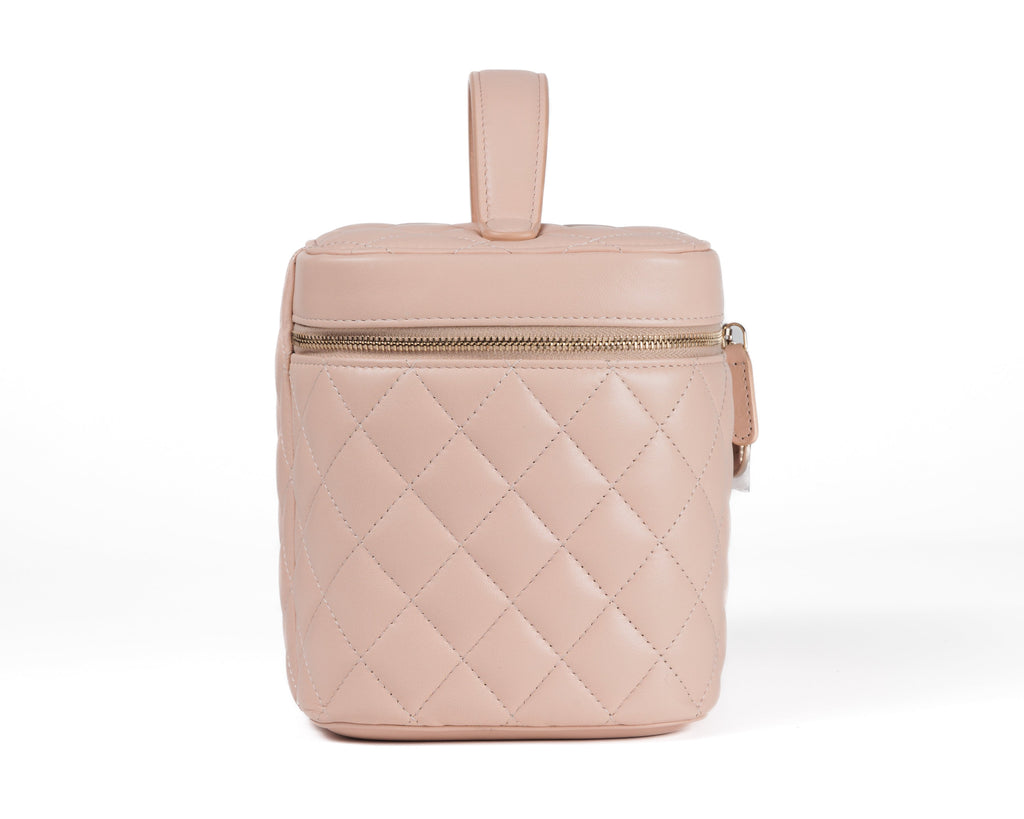 Chanel Blush Pink Lambskin Vanity Case with Gold Hardware