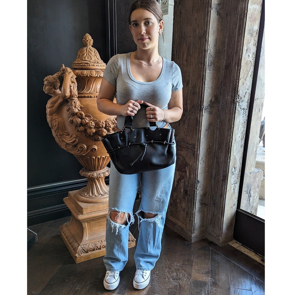 Gucci Vintage Black Leather Top Handle Bag