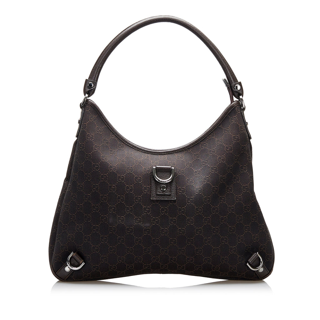 Gucci Abbey D-Ring Hobo Bag Black GG Canvas
