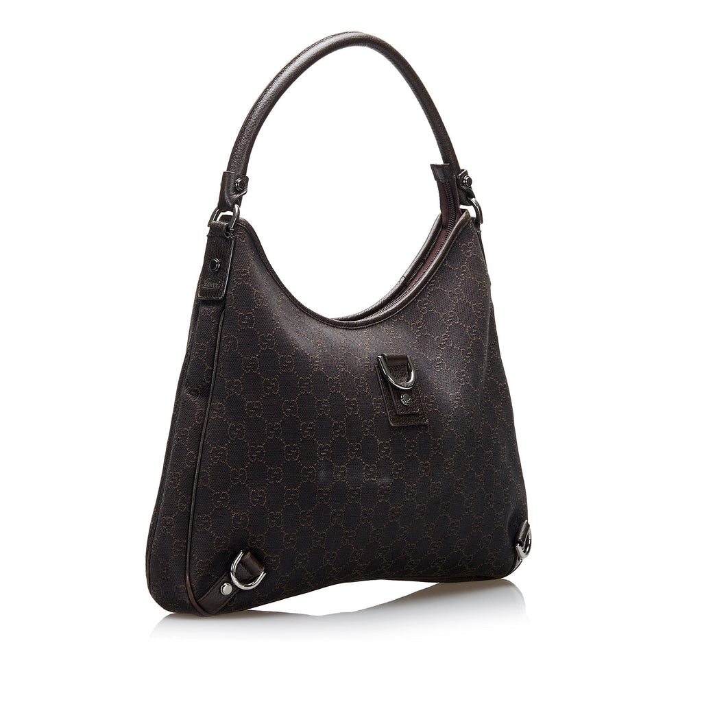 Gucci Abbey D-Ring Hobo Bag Black GG Canvas