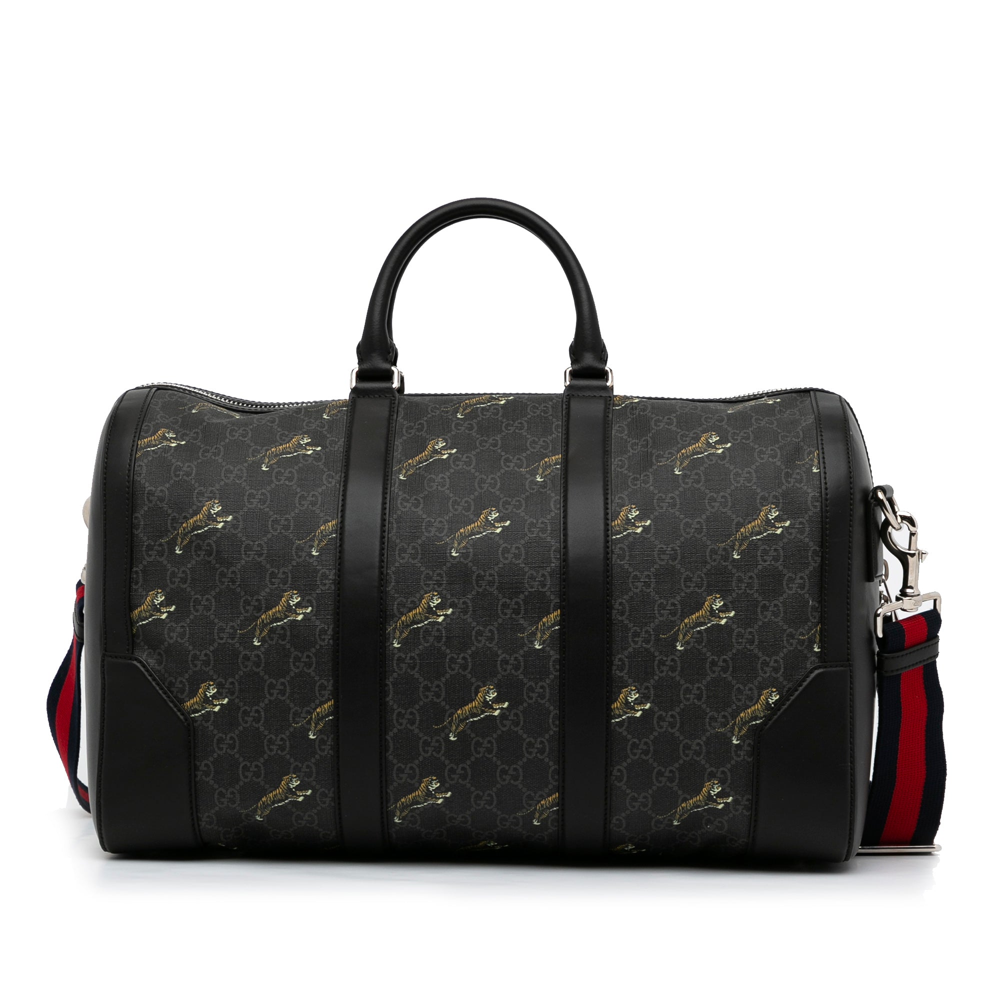 Gucci Duffle Bag Black GG Supreme Tiger Canvas