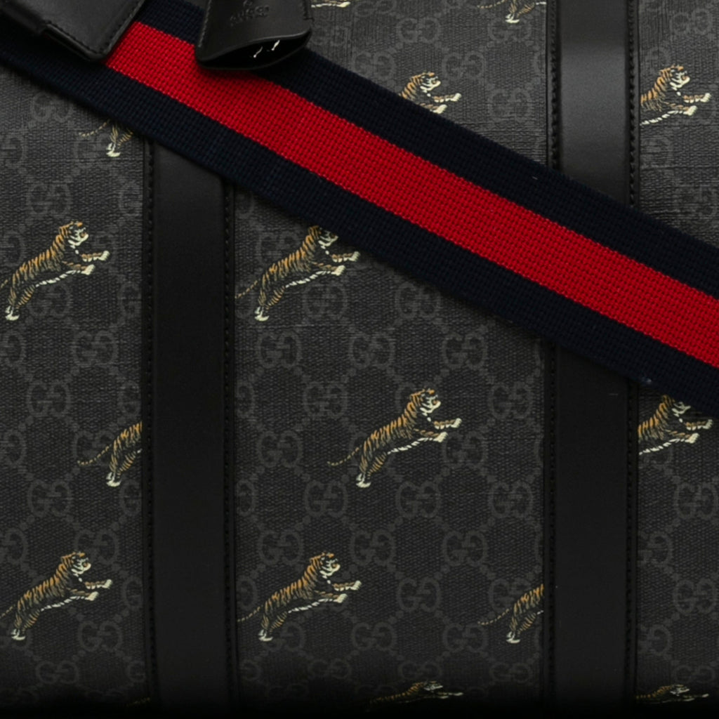 Gucci Duffle Bag Black GG Supreme Tiger Canvas