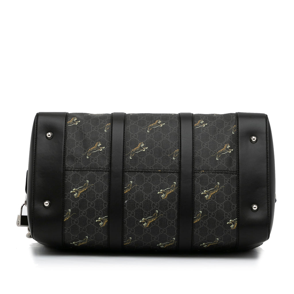 Gucci Duffle Bag Black GG Supreme Tiger Canvas