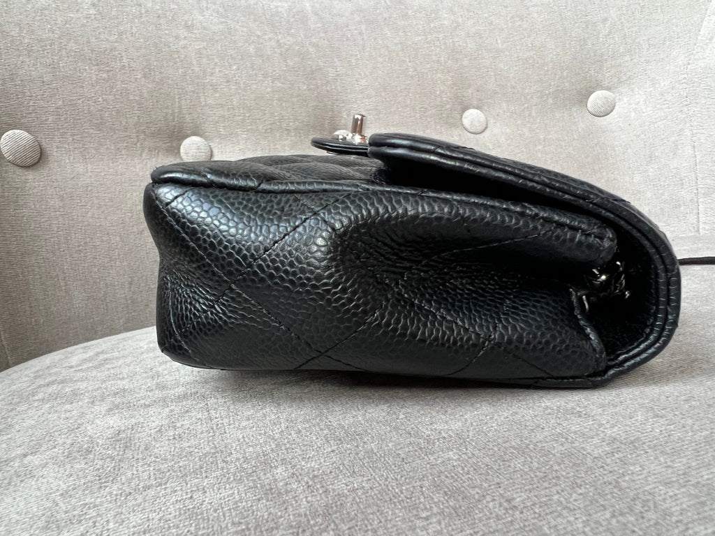Chanel East West Flap in Black Caviar Silver Hardware
