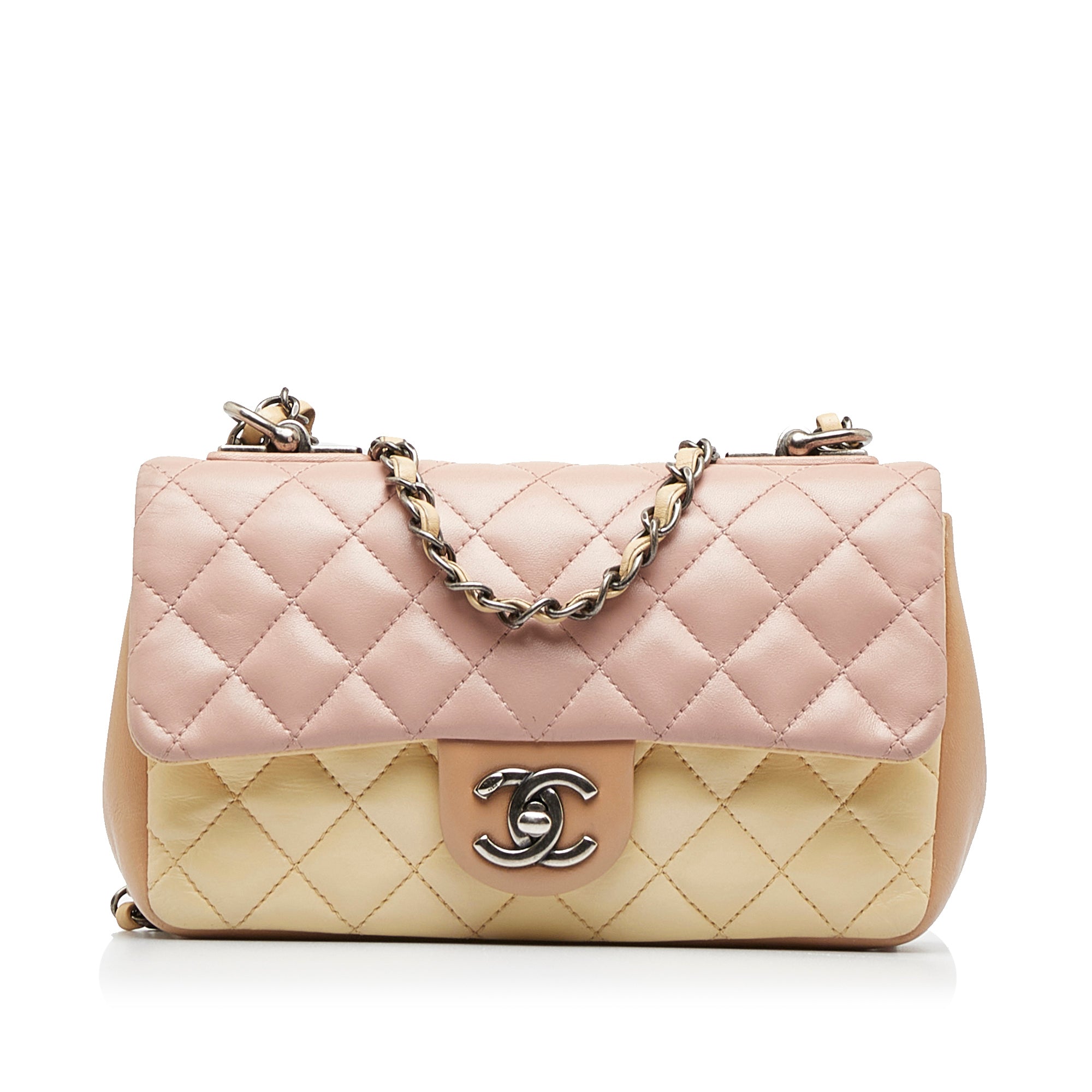 CHANEL Small Lambskin Tricolor Single Flap Shoulder Bag