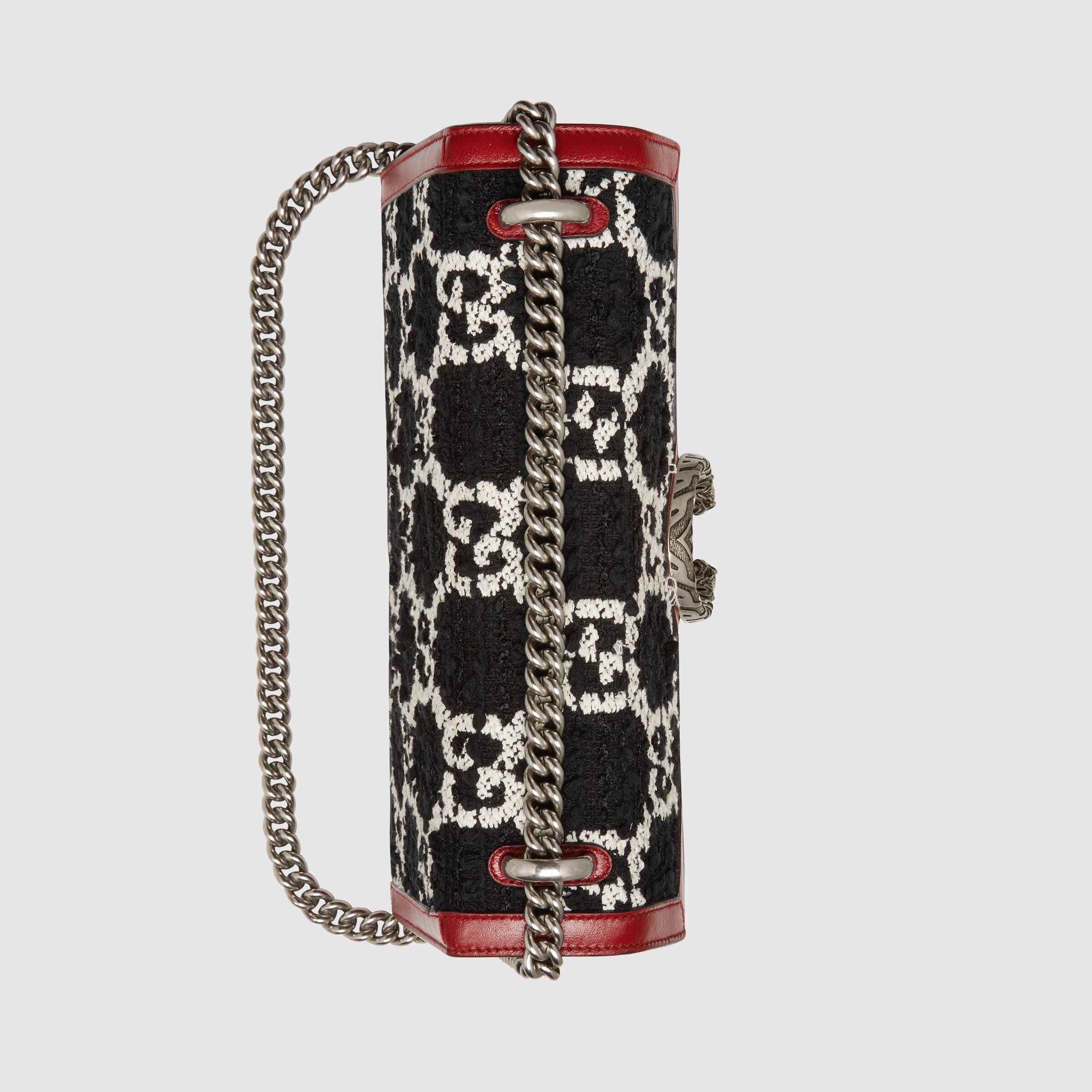 Gucci Dionysus GG Tweed Small Shoulder Bag White/Black