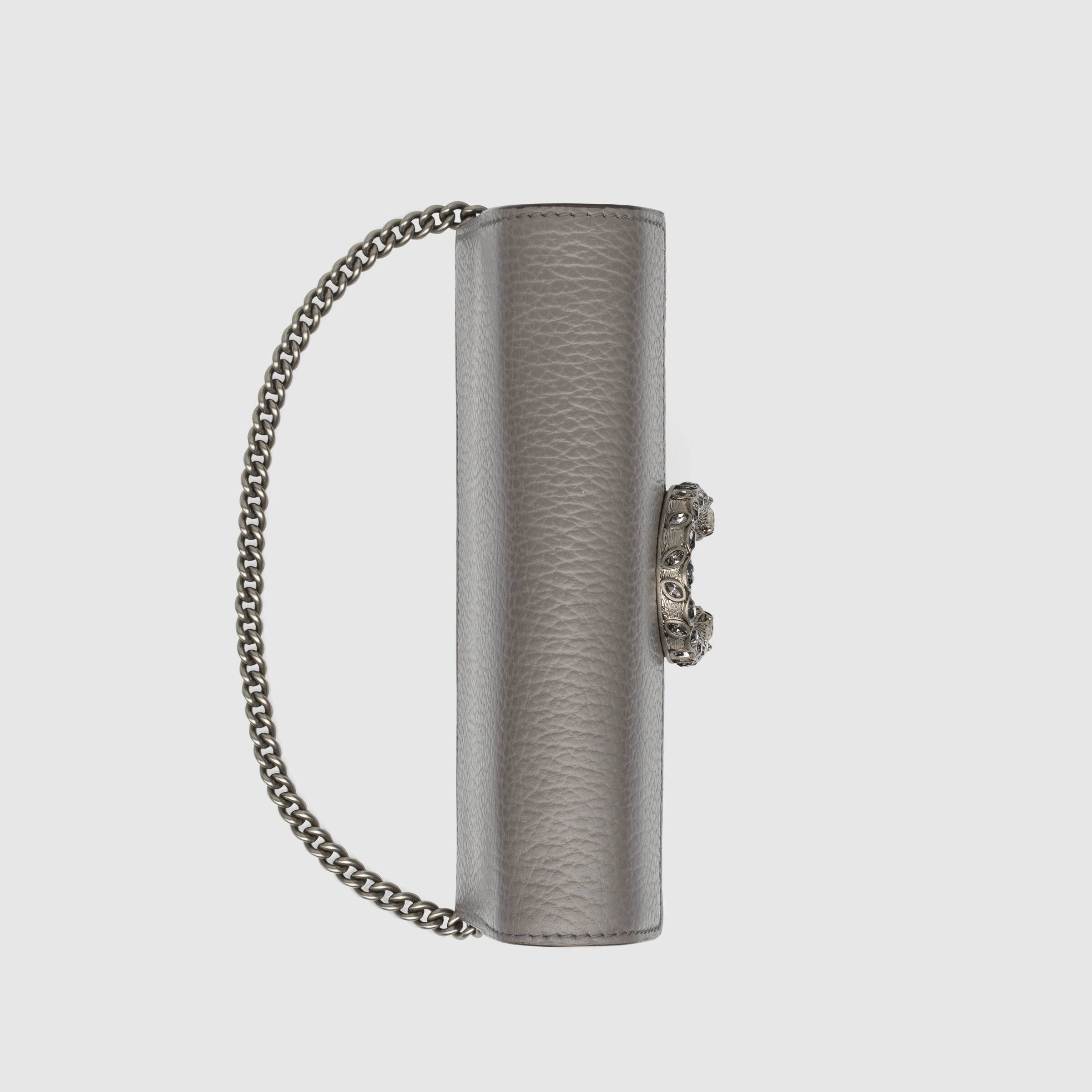 Gucci Dionysus Leather Super Mini Bag Grey