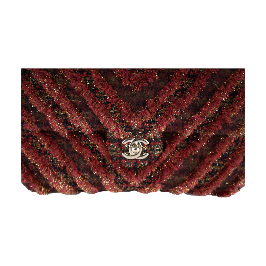 CHANEL Chanel Red Tweed Flap Bag