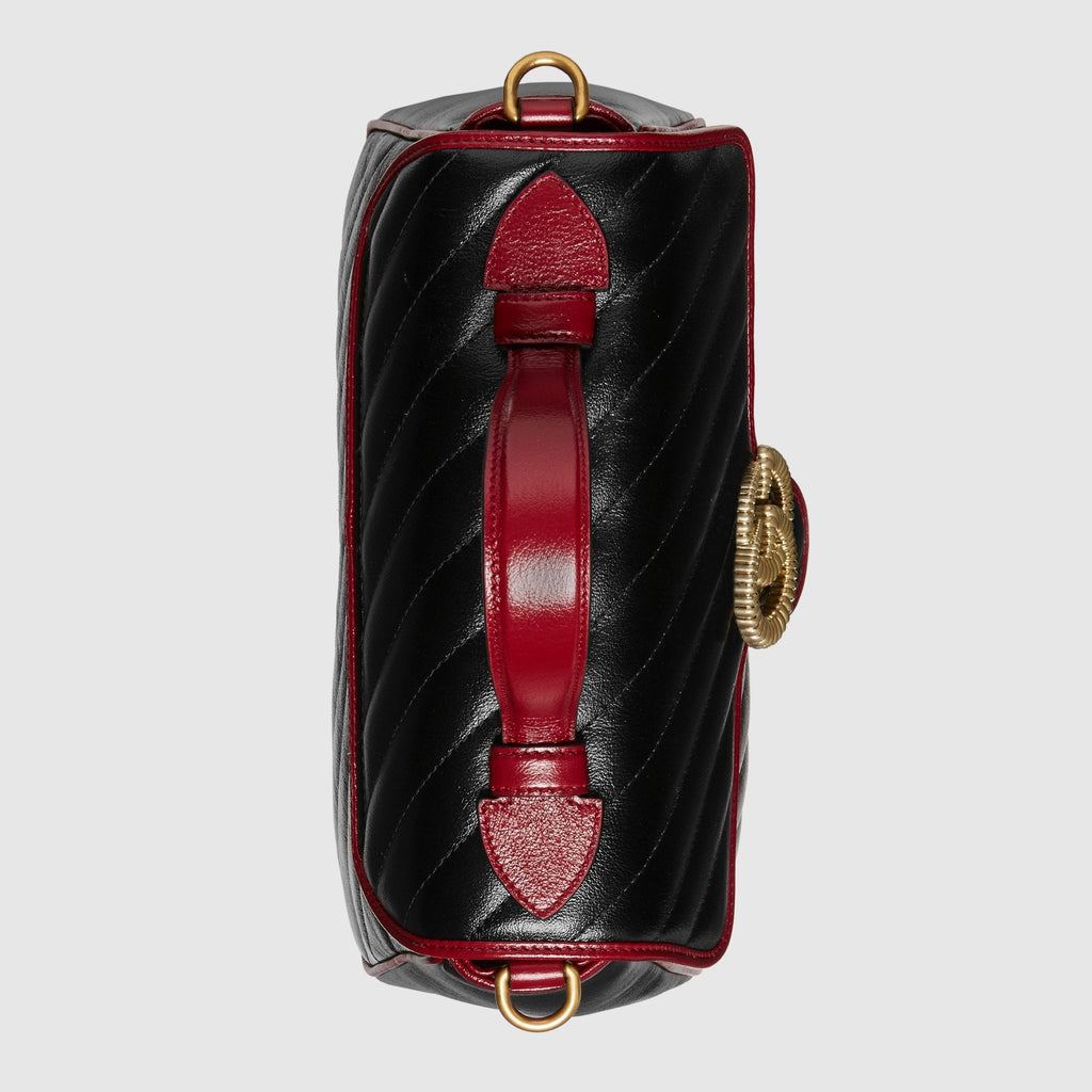 Gucci GG Marmont Small Top Handle Bag Black Cherise Matelassé
