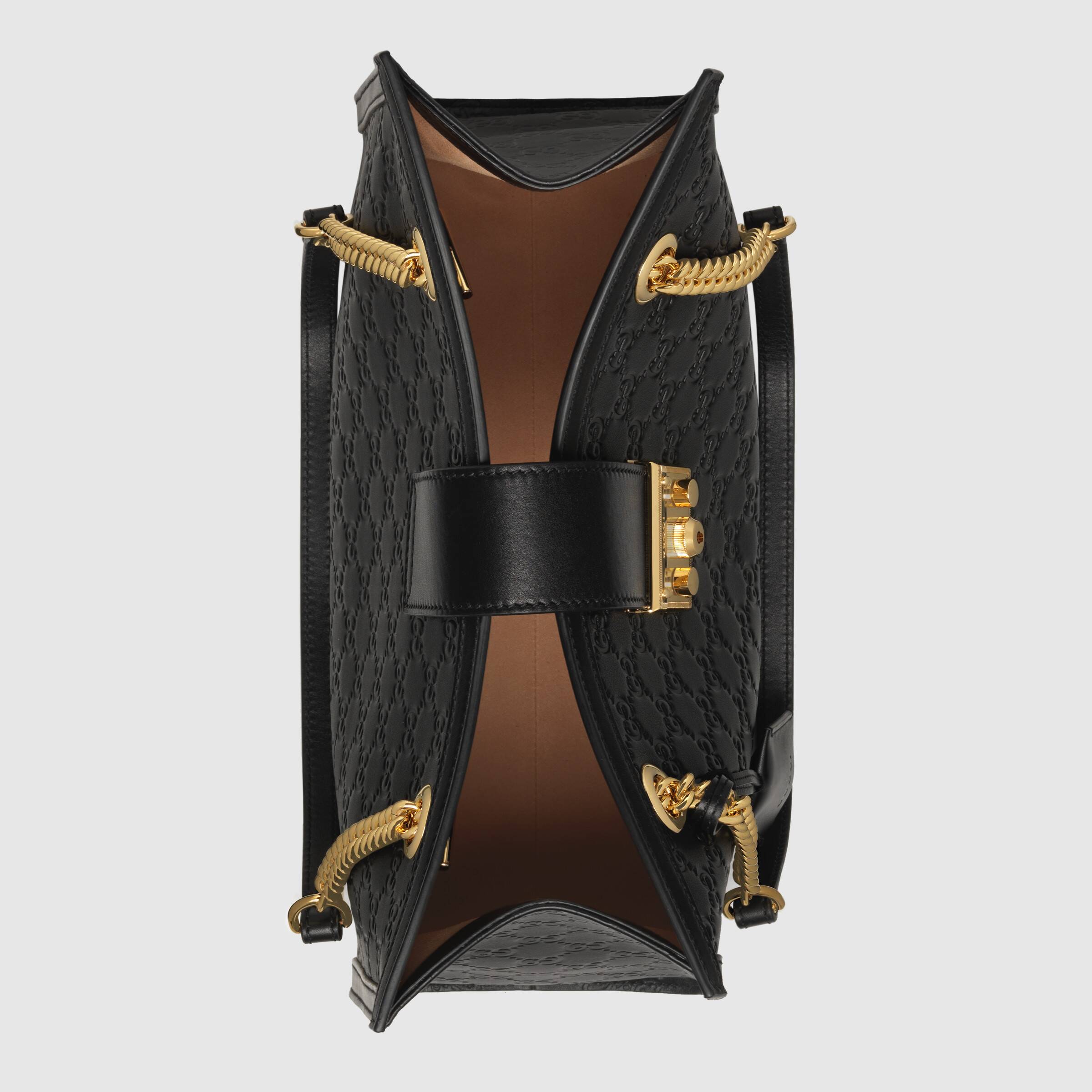 Gucci Padlock Signature Medium Soft Leather Shoulder Bag Black