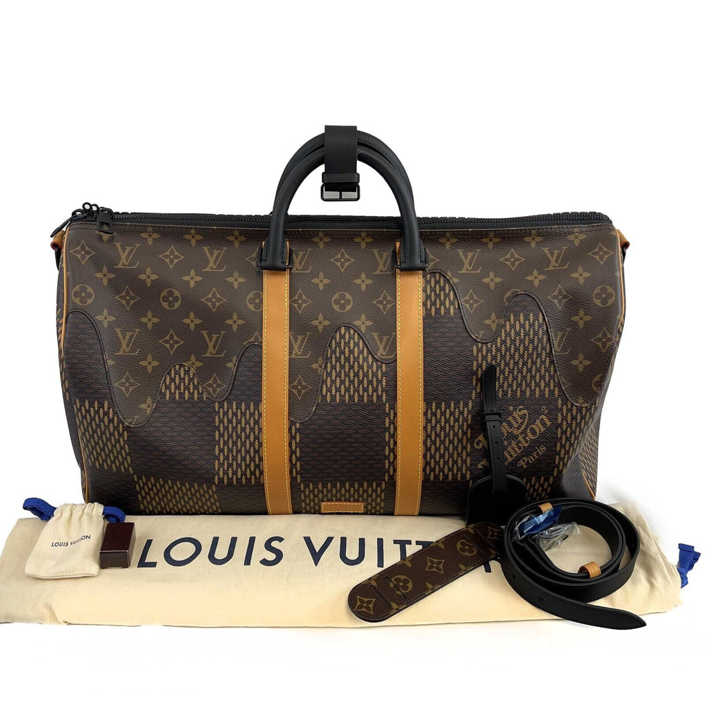 LOUIS VUITTON NEW LV x NIGO Virgil Abloh Keepall Bandouliere 50 Brown Bag