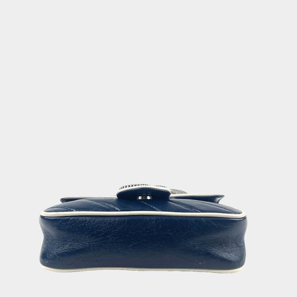 GUCCI Super Mini Matelasse GG Marmont Diagonal Torchon Shoulder Bag