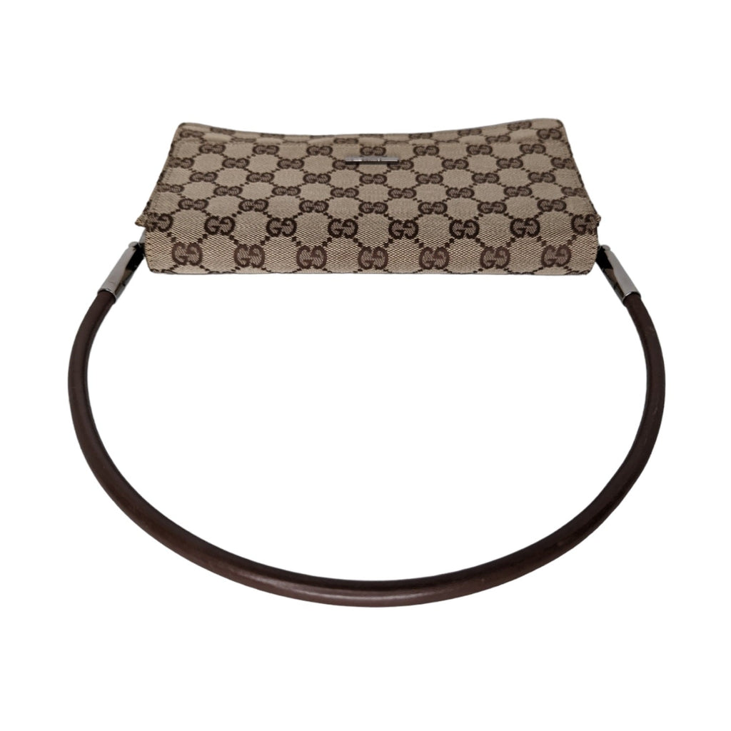 Gucci Vintage Monogram Pochette Flap Shoulder Bag Brown