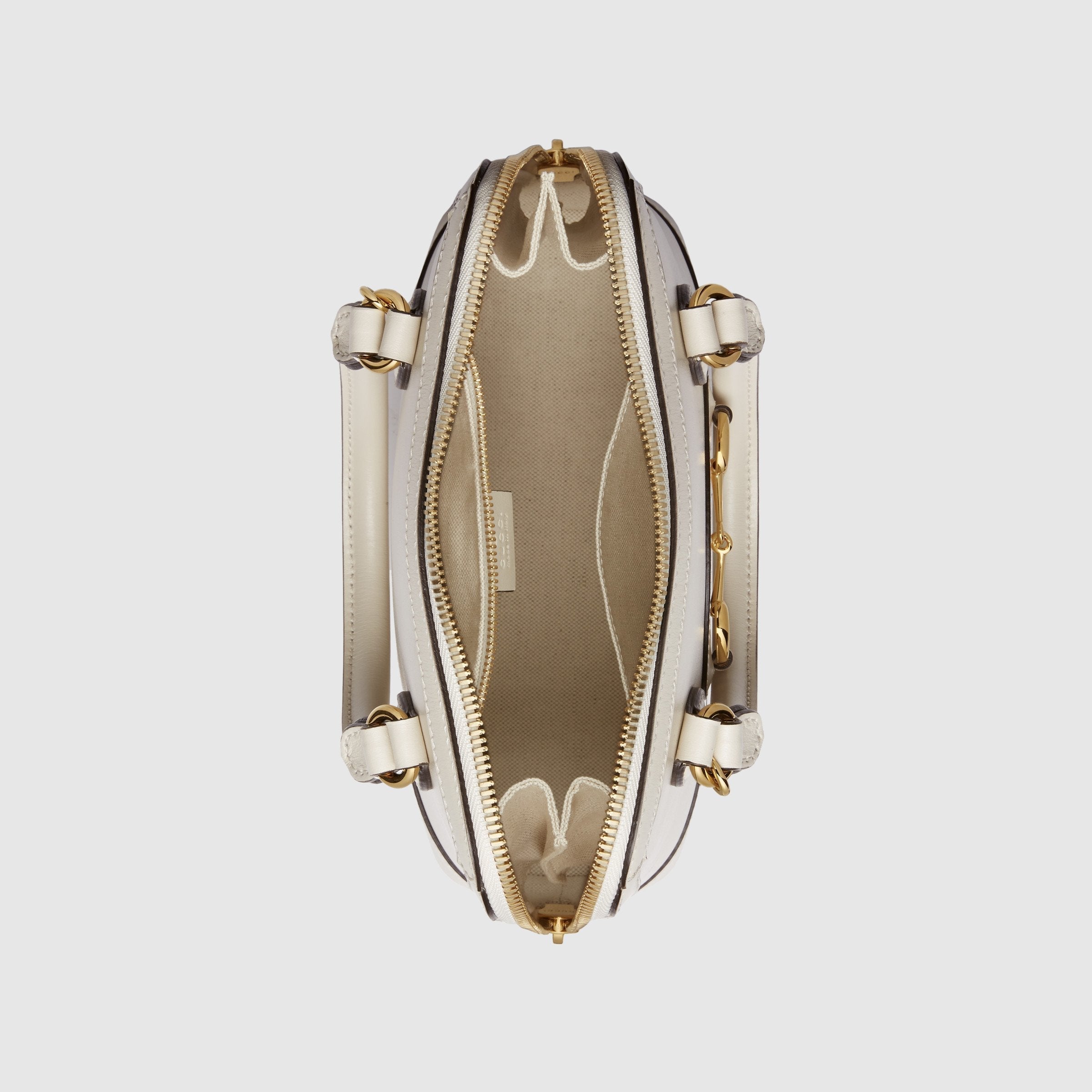 Gucci 1955 Horsebit small top handle bag White