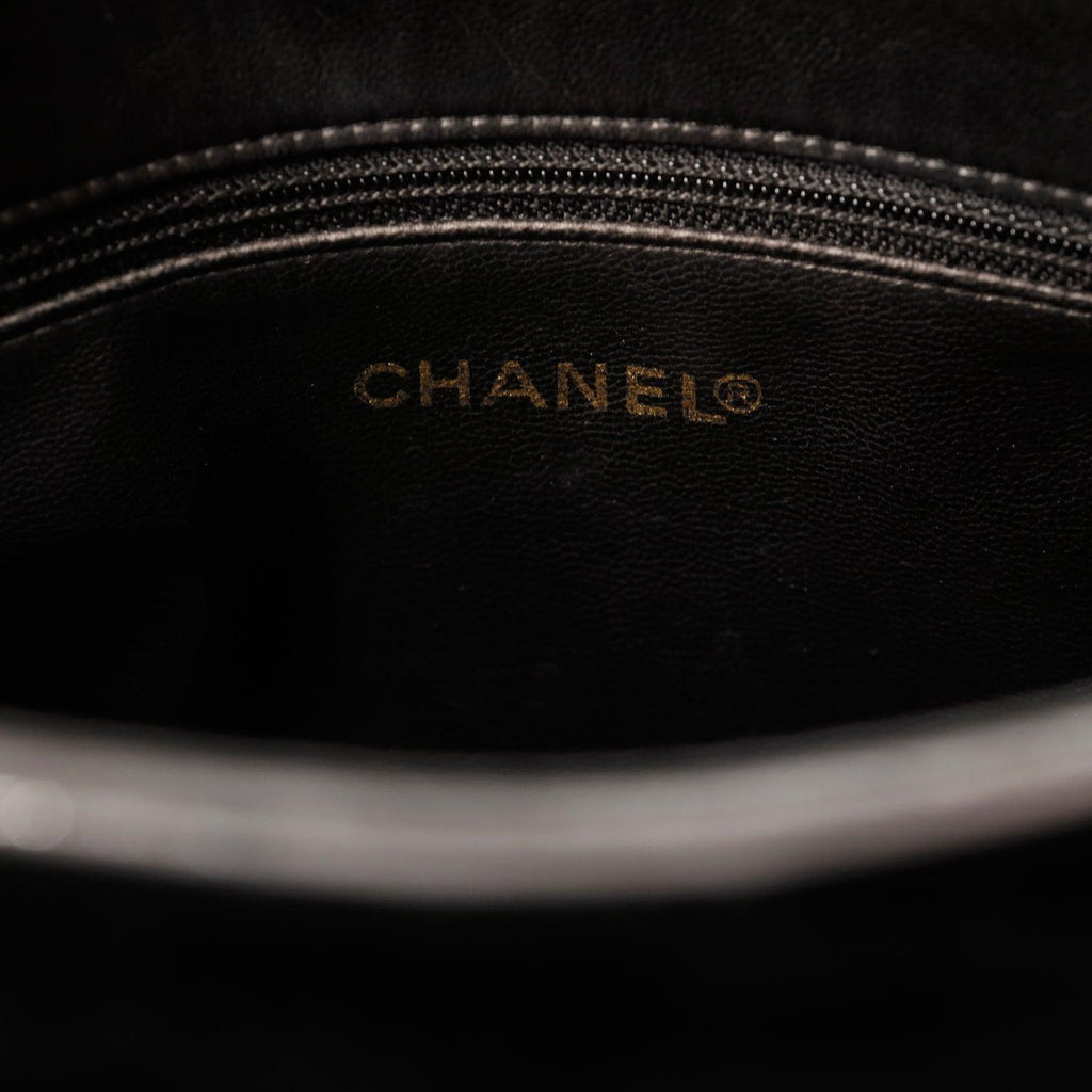 Chanel Black Velvet CC Vintage Tote
