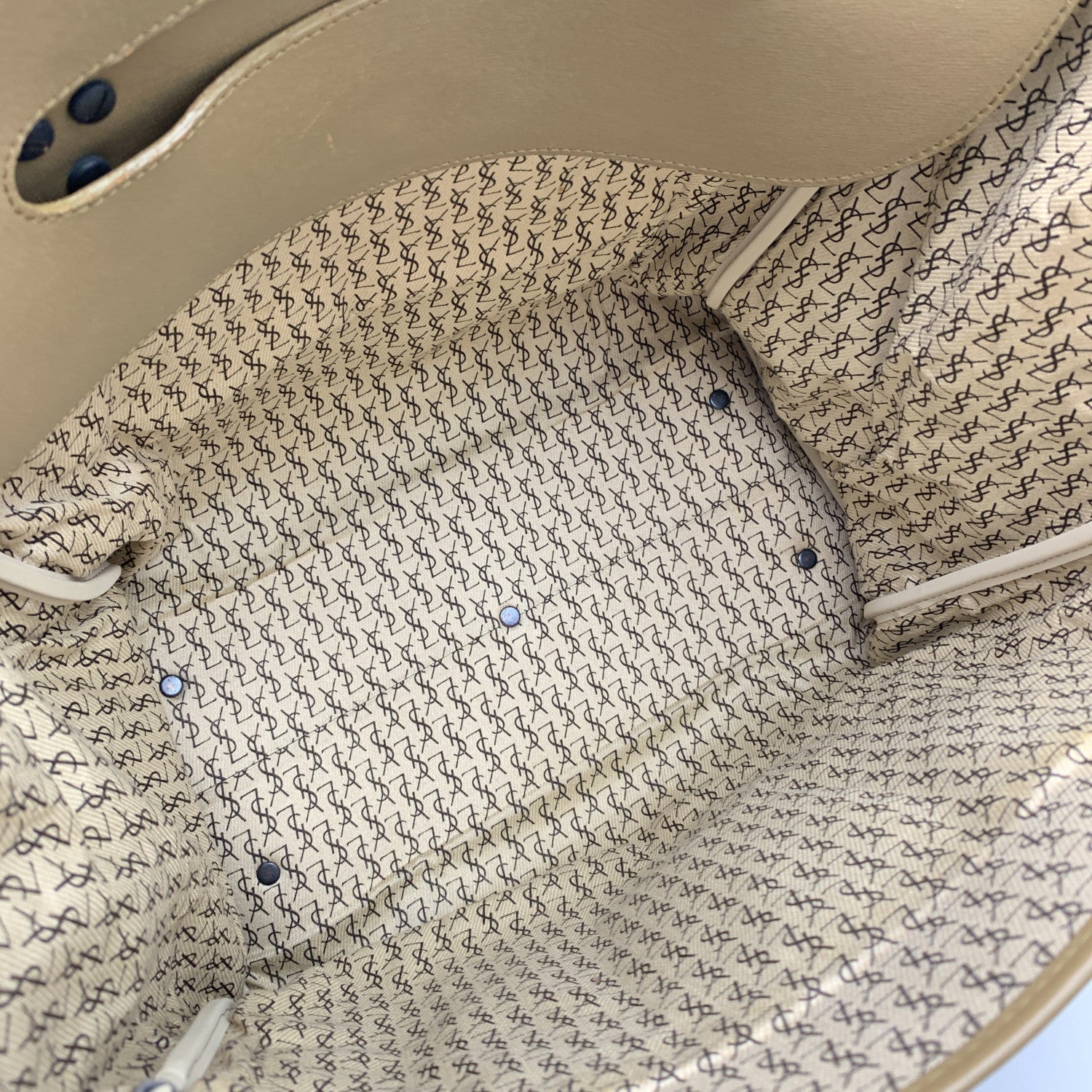 YVES SAINT LAURENT Vintage Giraffe Print Canvas Tote Satchel Bag