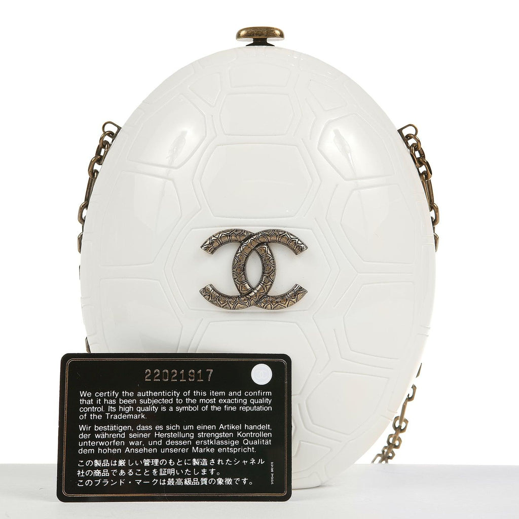 Chanel Cruise Collection Ivory Resin Turtle Shell Print Bag with strap