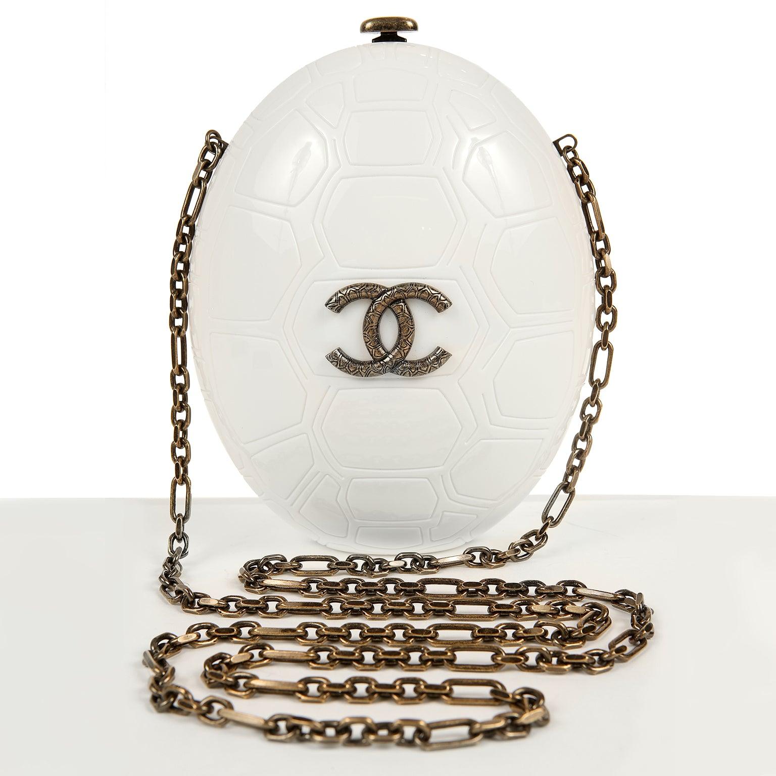Chanel Cruise Collection Ivory Resin Turtle Shell Print Bag with strap