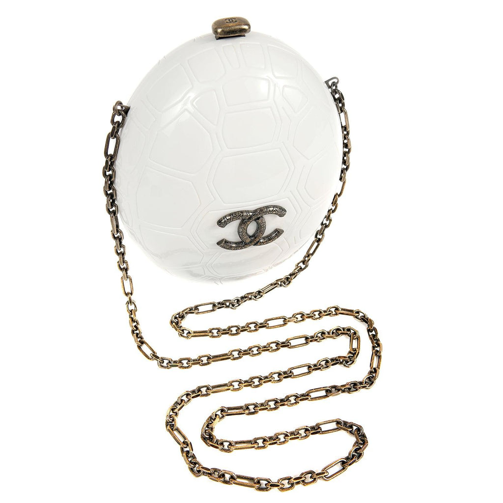 Chanel Cruise Collection Ivory Resin Turtle Shell Print Bag with strap