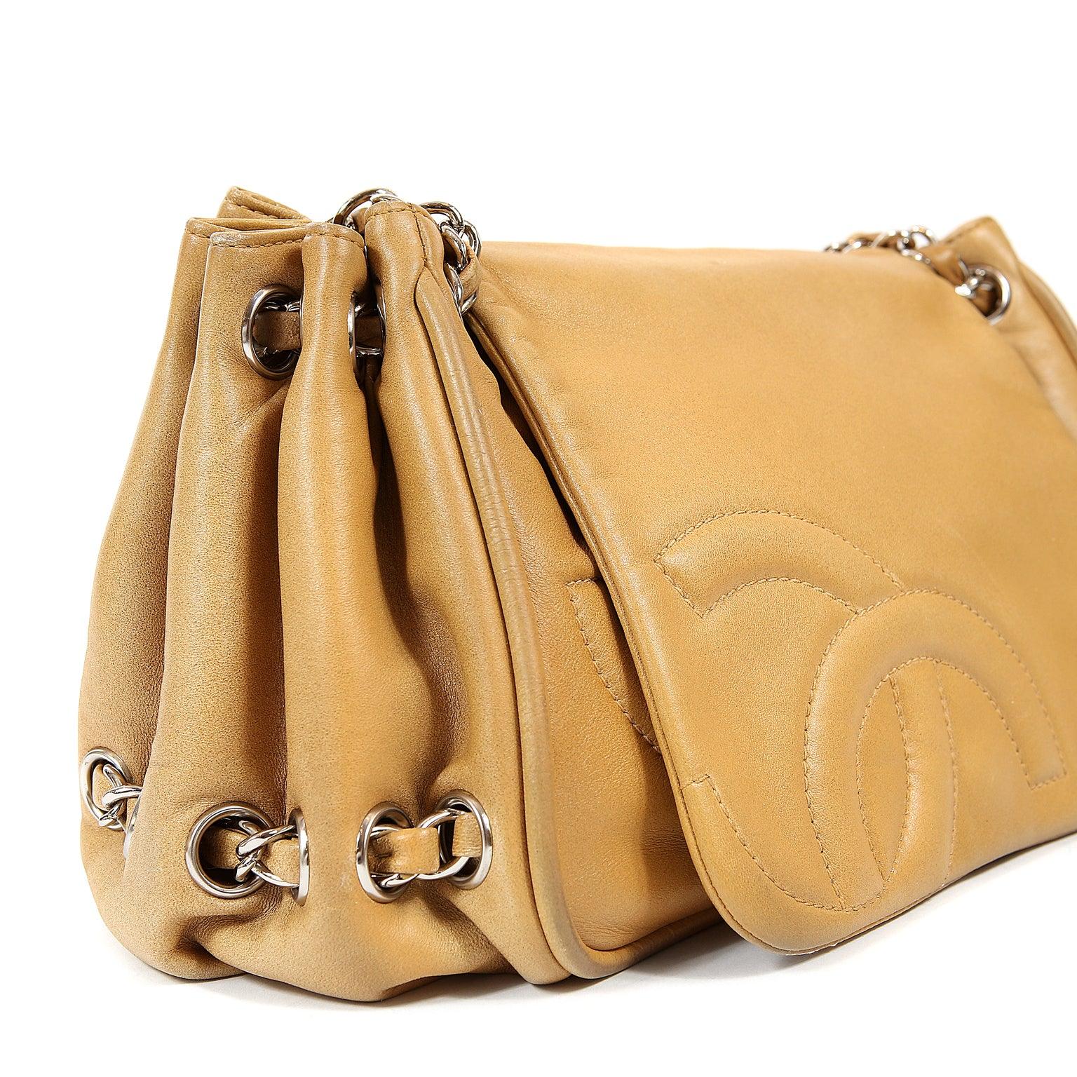Chanel Beige Leather Accordion Flap Bag