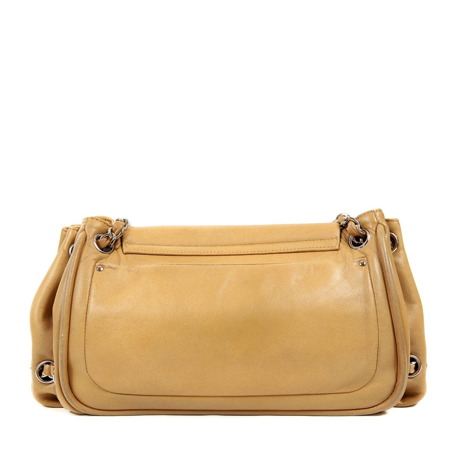Chanel Beige Leather Accordion Flap Bag