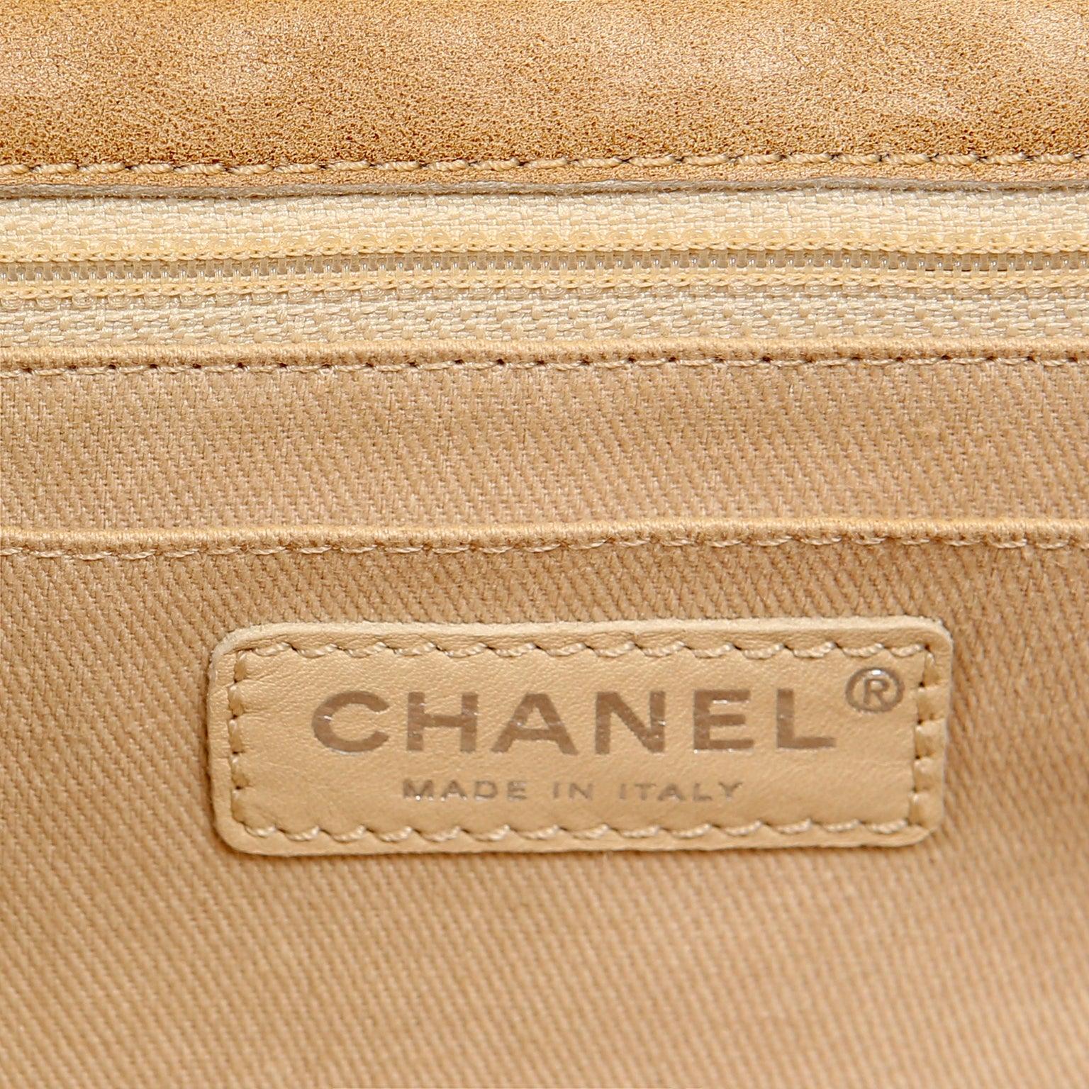 Chanel Beige Leather Accordion Flap Bag
