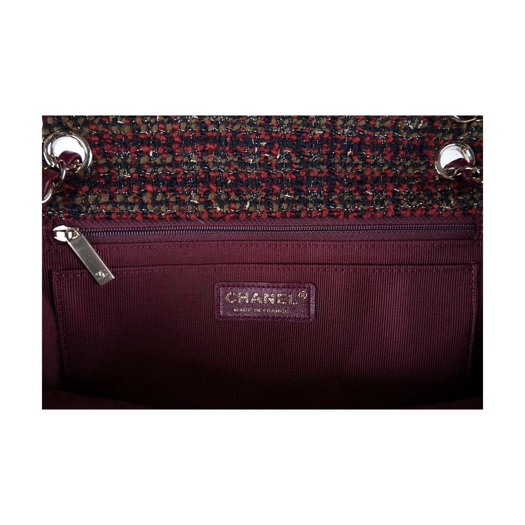 CHANEL Chanel Red Tweed Flap Bag