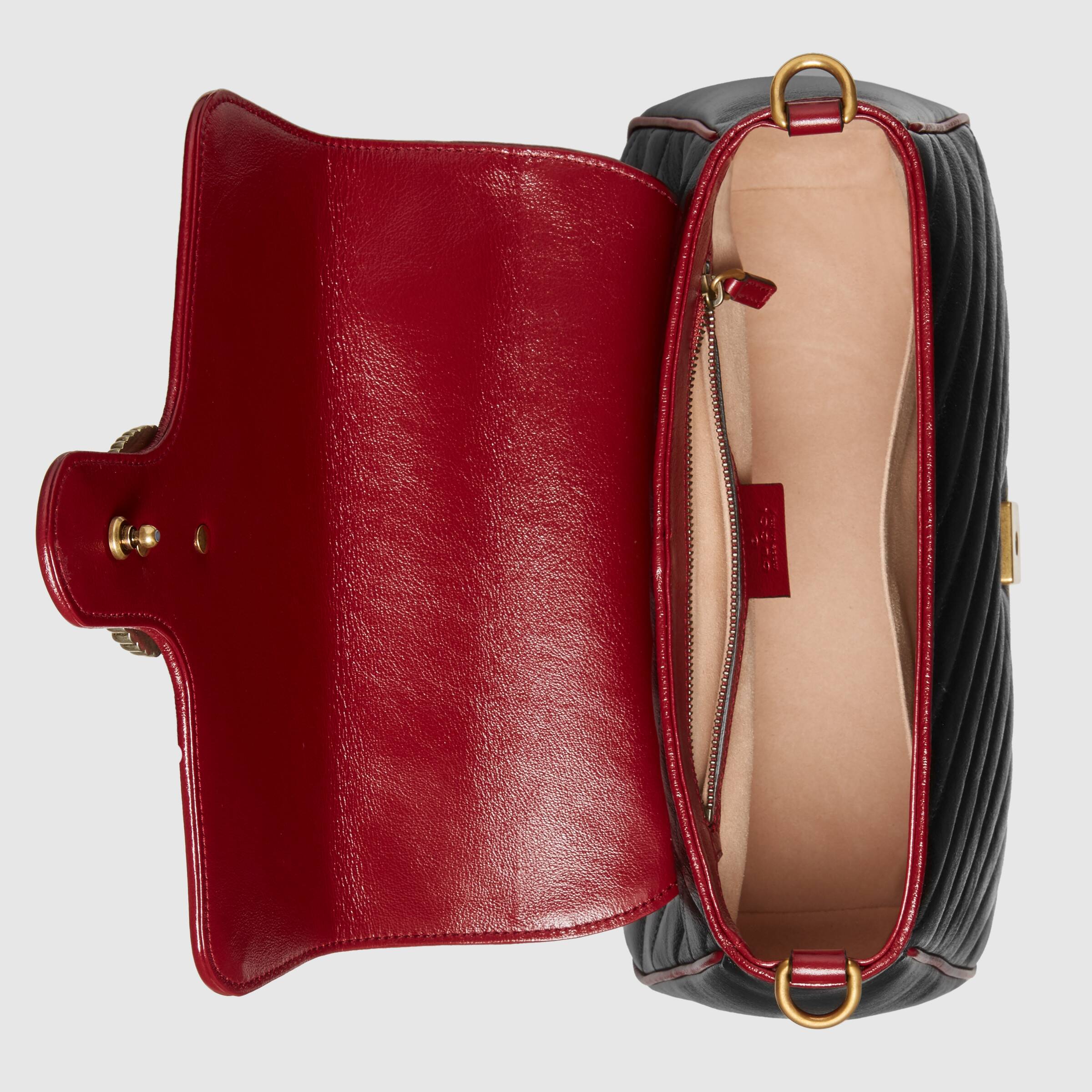 Gucci GG Marmont Small Top Handle Bag Black Cherise Matelassé