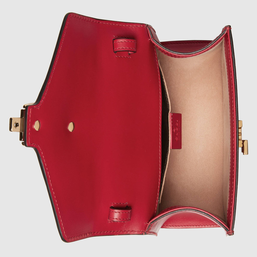 Gucci SyLouis Vuittonie Leather Mini Top Handle Hibiscus Red Bag