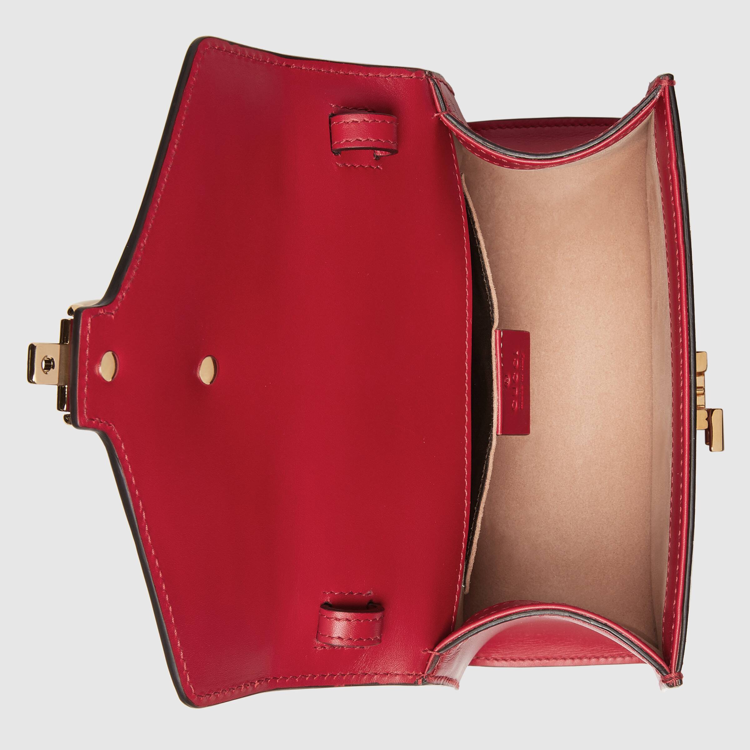 Gucci SyLouis Vuittonie Leather Mini Top Handle Hibiscus Red Bag