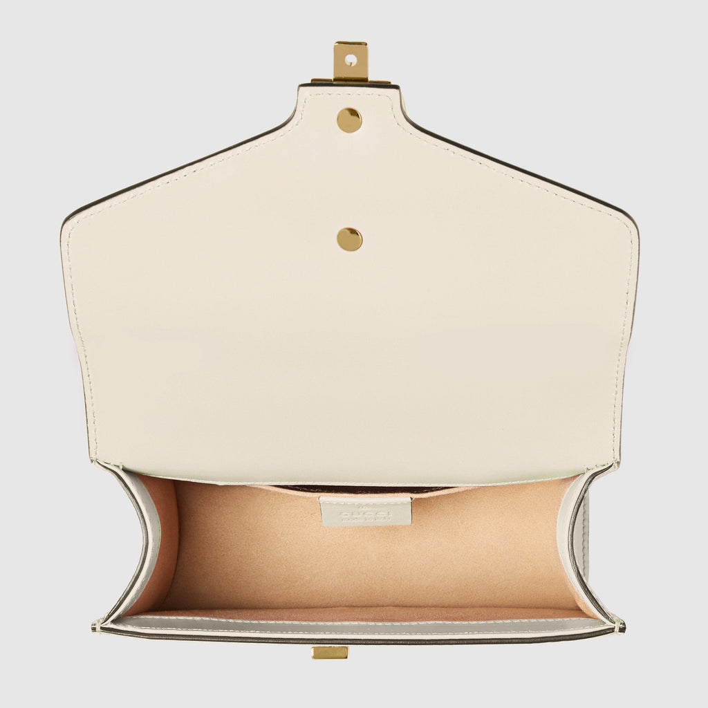 Gucci Sylvie Leather Mini Chain Bag White