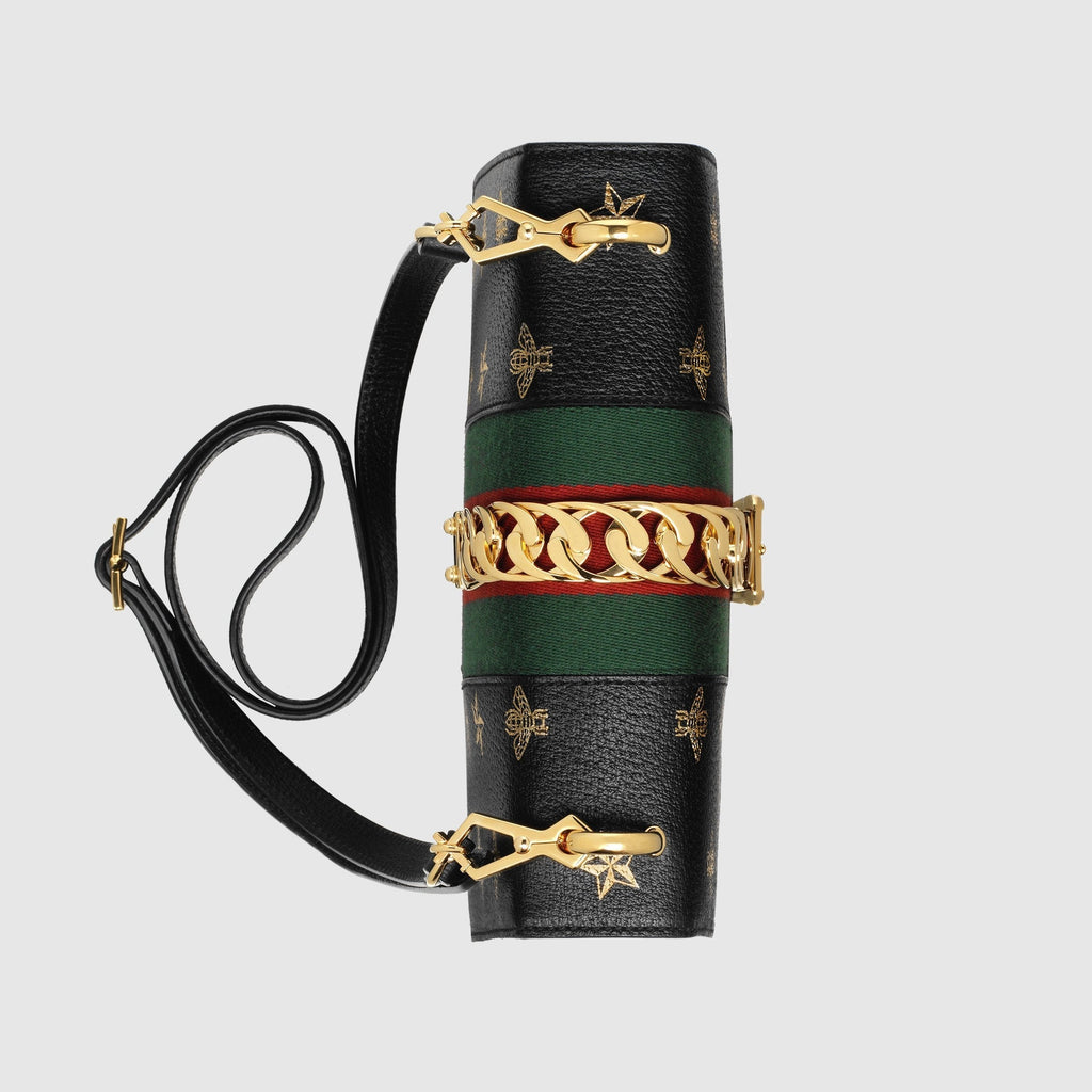 Gucci Sylvie Bee Star Small Shoulder Bag Black