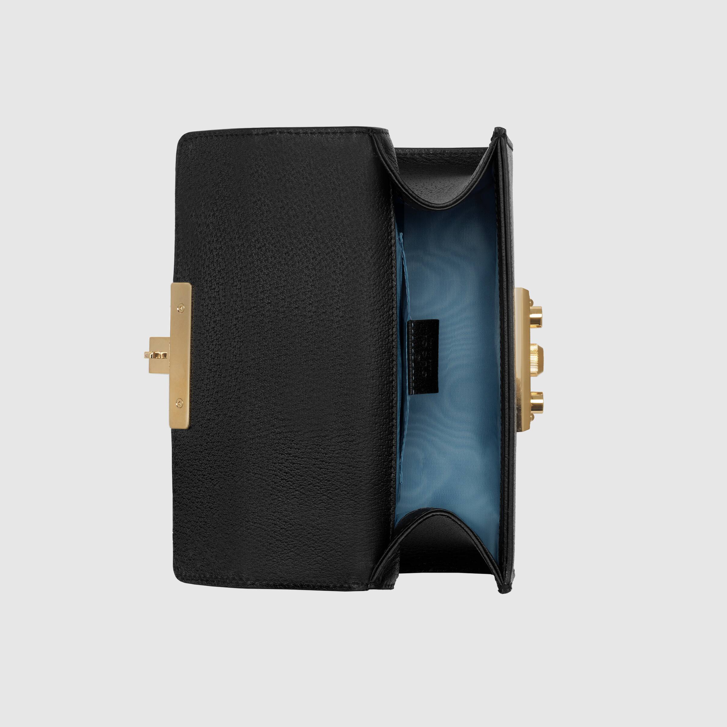 Gucci Padlock Bee Star Small Shoulder Bag Black