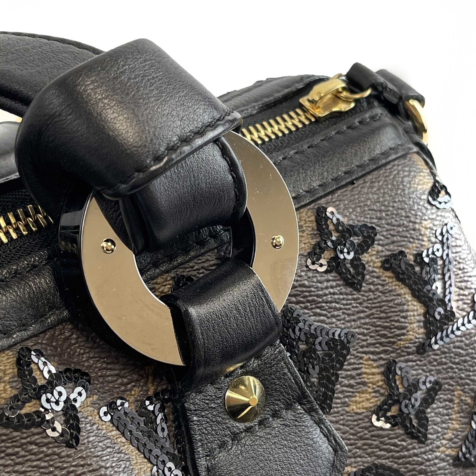 LOUIS VUITTON Monogram speedy 30 eclipse black sequined Brown Black Handbag