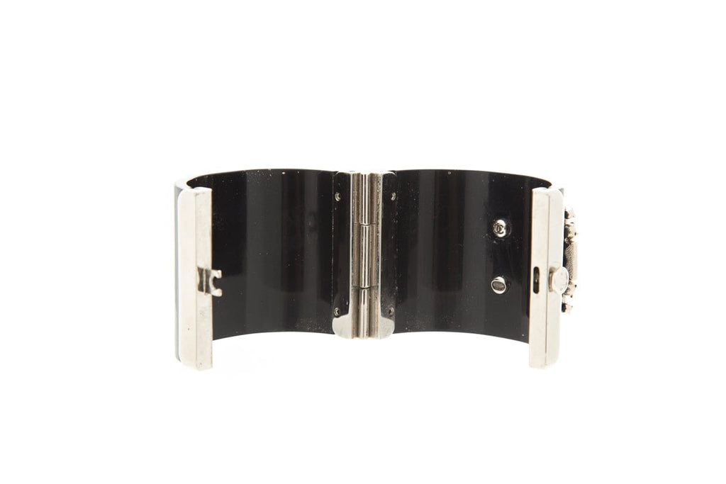 Chanel Black Silver Cuff Bracelet