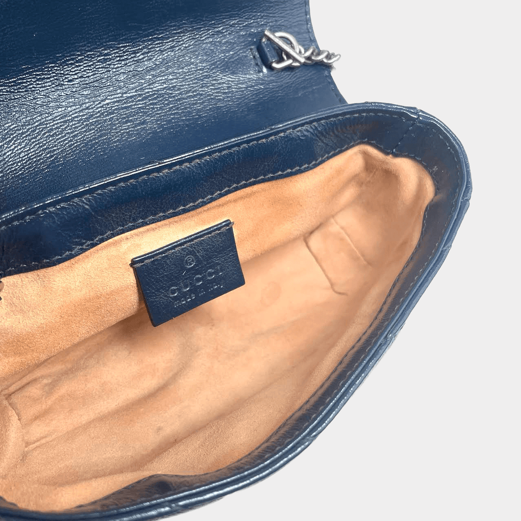 GUCCI Super Mini Matelasse GG Marmont Diagonal Torchon Shoulder Bag