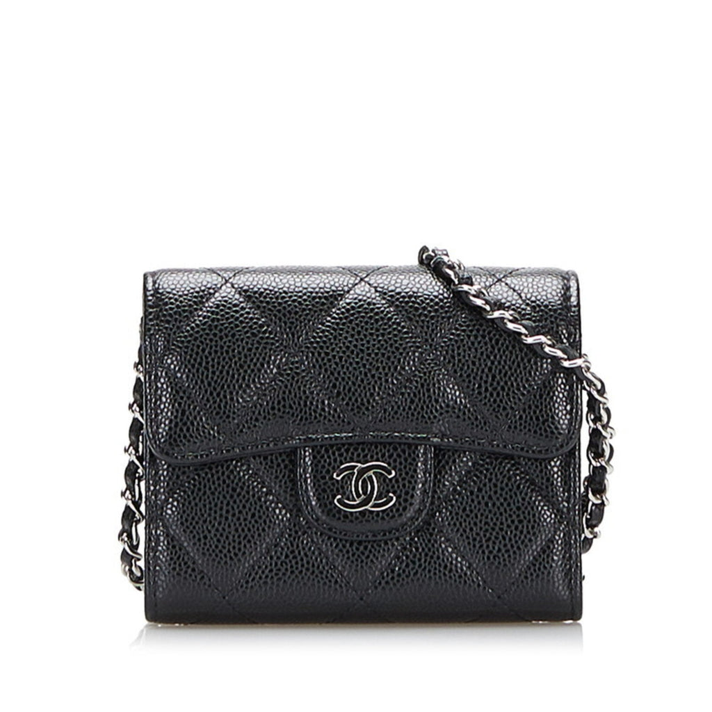 Chanel Black Leather Matelasse wallet accessories